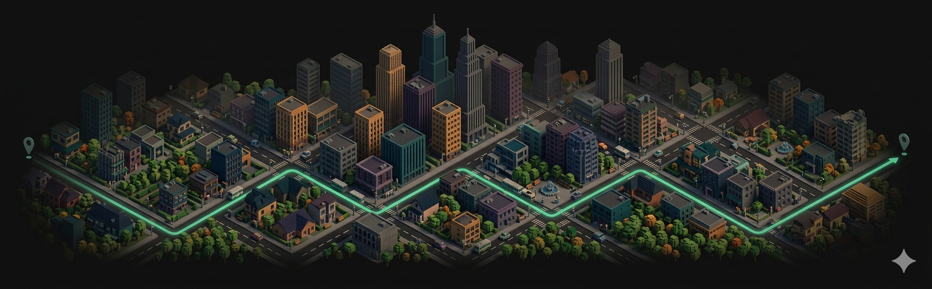 Изометрический город — voxel art